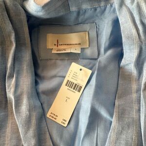 NWT Anthropologie Sky Blue PinStripe Smocked Waist Midi-dress